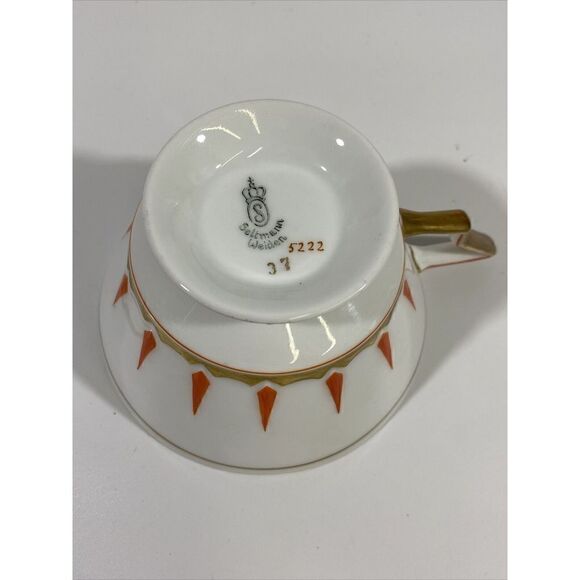 Vintage Seltmann Weiden Art Deco Tea Cups & Saucer 1920s Freiberg Germany - Picture 7 of 7